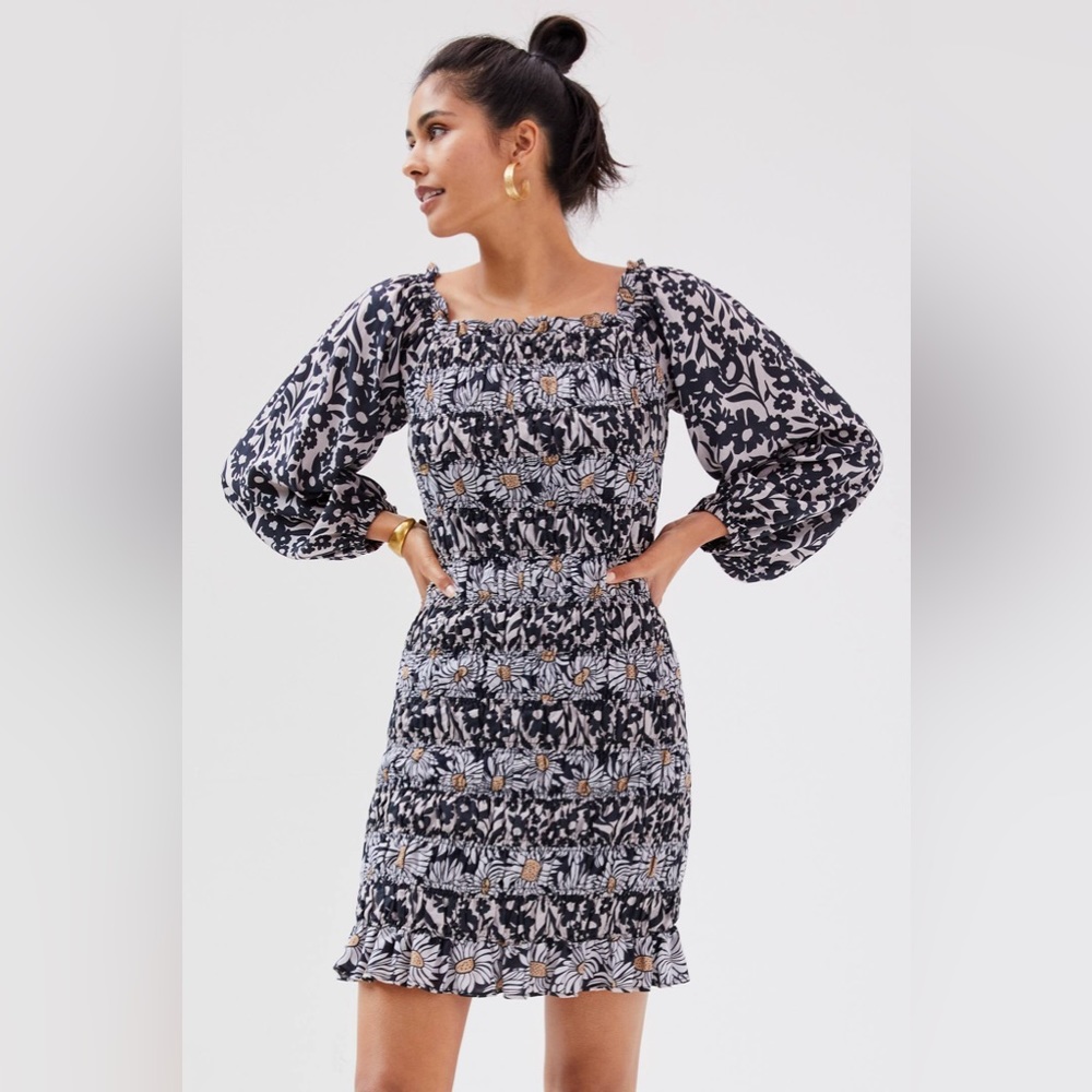 Smocked Off-The-Shoulder Mini Dress